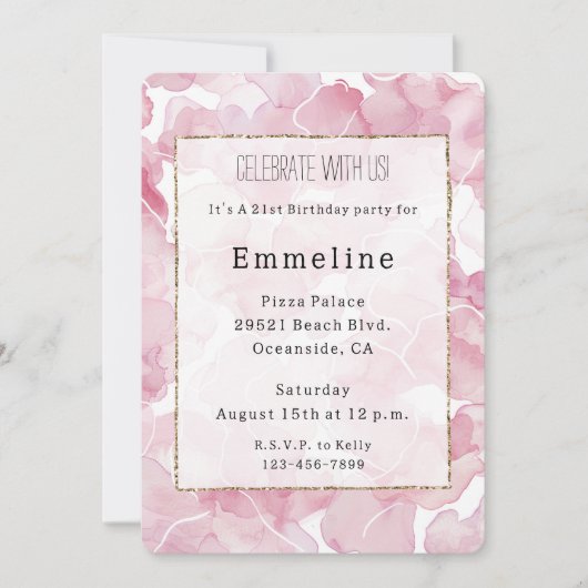 Invitation Anniversaire Abstrait rose chic (Devant)