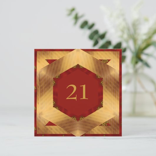 Invitation Anniversaire Abstrait Rouge Jaune (Debout devant)