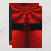 Invitation Anniversaire Abstrait tissu rouge (Devant / Derrière)