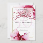 Invitation Anniversaire Abstrait Vivid Bourgogne rose (Devant)