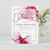 Invitation Anniversaire Abstrait Vivid Bourgogne rose (Debout devant)