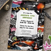 Invitation Anniversaire adolescent graffiti skate