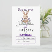 Invitation Anniversaire adorable à thème lapin (Debout devant)