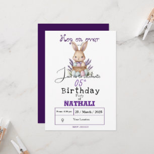 Invitation Anniversaire adorable à thème lapin