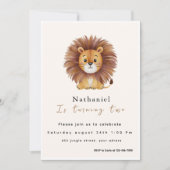 Invitation Anniversaire adorable de Lion Fluffy (Devant)