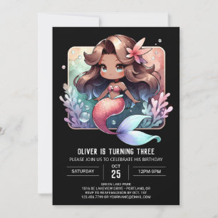 Invitation Anniversaire adorable de sirène océanique