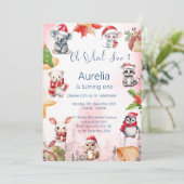 Invitation Anniversaire adorable des animaux d'hiver (Debout devant)