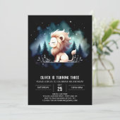 Invitation Anniversaire adorable du lion (Debout devant)