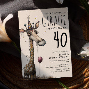 Invitation Anniversaire Adulte Girafe Drôle et Fantaisiste