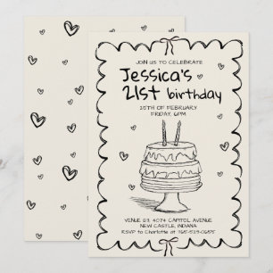 Invitation Anniversaire adulte gribouillé dessiné à la main 