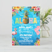 Invitation Anniversaire Aloha Pool Party (Debout devant)