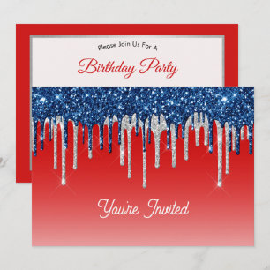 Invitation Anniversaire Americana Glitter Drip
