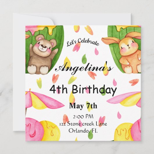 Invitation Anniversaire Amis de Crème Glacée (Devant)
