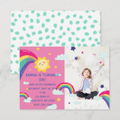 Invitation Anniversaire Amusant sous le Soleil Arc-en-ciel (Devant / Derrière)