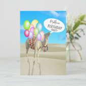Invitation Anniversaire Amusement Désert Camel Ballons coloré (Debout devant)