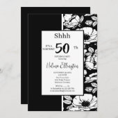 Invitation Anniversaire Anémonique Noir (Devant / Derrière)