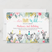 Invitation Anniversaire animal de la fête de l'or rose sauvag (Devant)