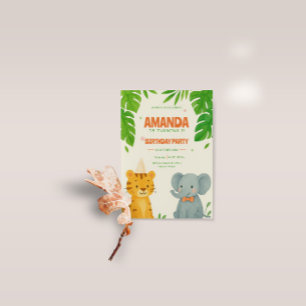 Invitation Anniversaire animal de la Jungle mignonne
