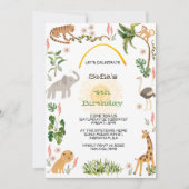 Invitation Anniversaire animal de la Jungle mignonne (Devant)