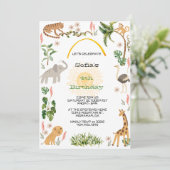 Invitation Anniversaire animal de la Jungle mignonne (Debout devant)