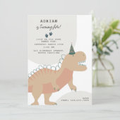 Invitation Anniversaire Animaux Fête Préhistorique Bohème Din (Debout devant)