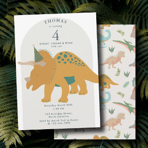 Invitation Anniversaire Animaux Fête Préhistorique Bohème Din