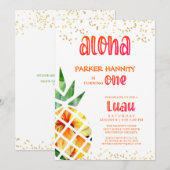 Invitation Anniversaire Anniversaire Aloha Luau (Devant / Derrière)