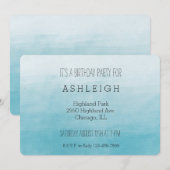Invitation Anniversaire Aqua Bliss Watercolor Ombre (Devant / Derrière)