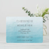Invitation Anniversaire Aqua Bliss Watercolor Ombre (Debout devant)