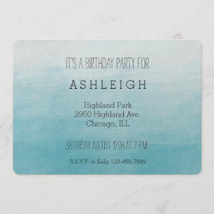 Invitation Anniversaire Aqua Bliss Watercolor Ombre