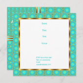 Invitation Anniversaire Aqua & Gold Patchwork (Devant / Derrière)
