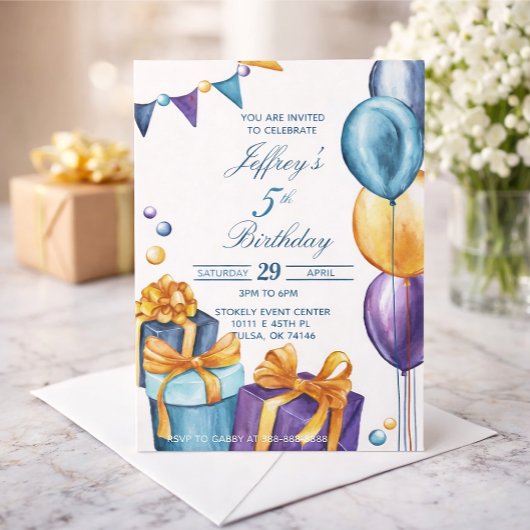 Invitation Anniversaire aquarelle