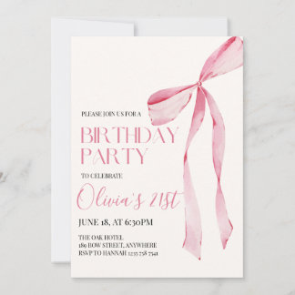 Invitation anniversaire aquarelle Coquette Ruban R