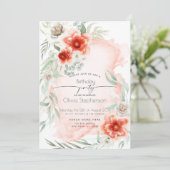 Invitation Anniversaire | Aquarelle Fleur de la Flame de la P (Debout devant)