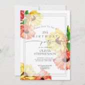 Invitation Anniversaire | Aquarelle Jaune et Rouge Gerbera Da (Devant)