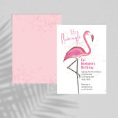 Invitation Anniversaire Aquarelle rose Flamant rose de plage 