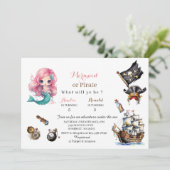 Invitation anniversaire aquarelle Sirène et Pirate (Debout devant)