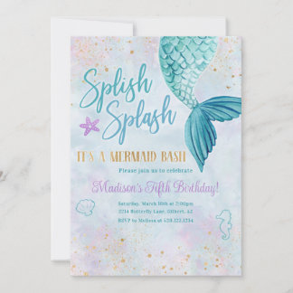 Invitation Anniversaire Aquarelle Sirène Tout Âge