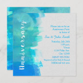 Invitation Anniversaire Aquarelle Tropical Bleu (Devant / Derrière)