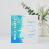 Invitation Anniversaire Aquarelle Tropical Bleu (Debout devant)