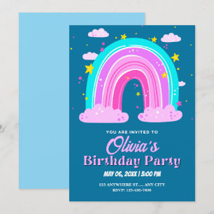 Invitation anniversaire arc-en-ciel