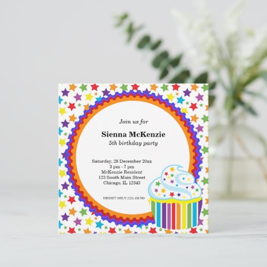 Invitation Anniversaire arc-en-ciel (Debout devant)