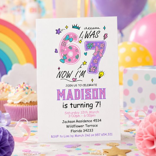 Invitation Anniversaire arc-en-ciel 7 ans | “J'avais 6 ans, m