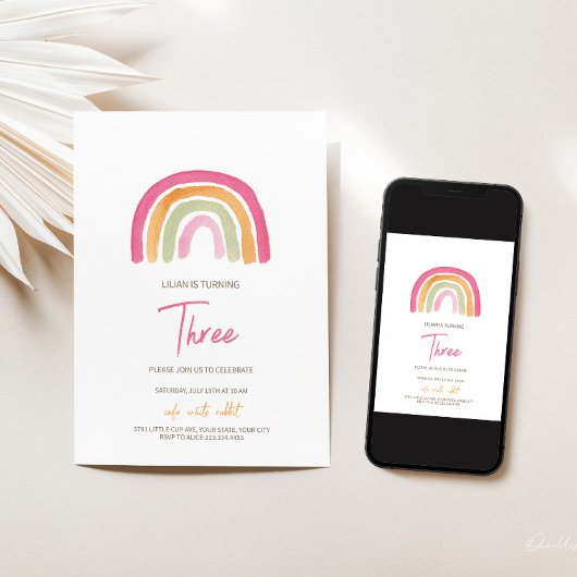 Invitation Anniversaire Arc-en-ciel de charme