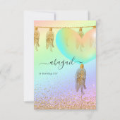 Invitation Anniversaire arc-en-ciel et or et rose (Devant)