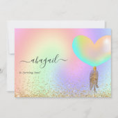 Invitation Anniversaire arc-en-ciel et or et rose (Devant)