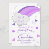 Invitation Anniversaire arc-en-ciel, Rainbow Party, Rainbow v (Devant / Derrière)