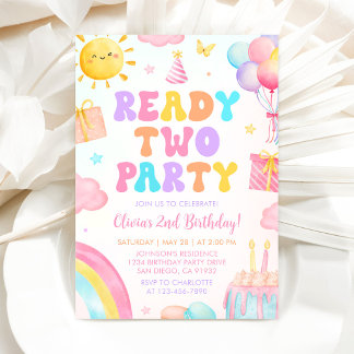 Invitation anniversaire arc-en-ciel Ready Two Part