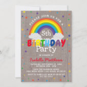 Invitation Anniversaire Arc-en-ciel Rustique | Coloré (Devant)