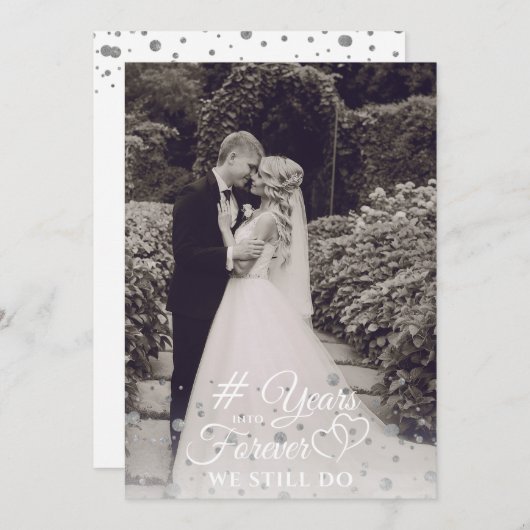 Invitation Anniversaire Argent ANNÉES DANS POUR TOUJOURS Reno (Devant / Derrière)